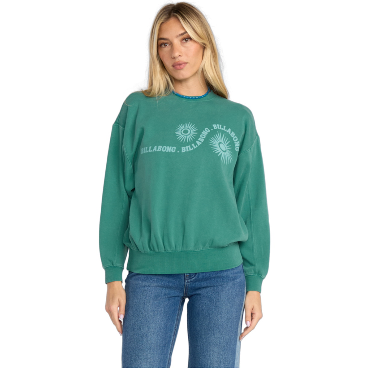 2025 Billabong Womens Time For Kendal Sweatshirt 24B463505 - Evergreen
